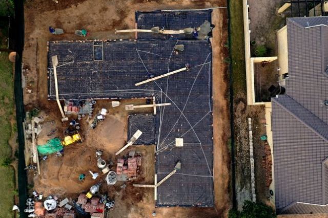 The final layout of the conduit for future reference, prior to pouring of the slab 