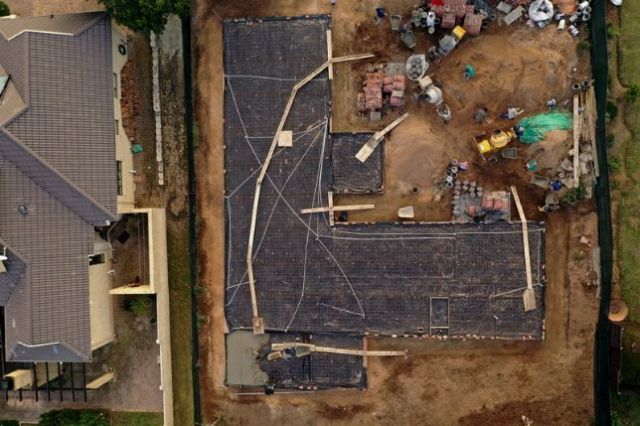 Foundations completed and compacted followed by the placing of the conduit